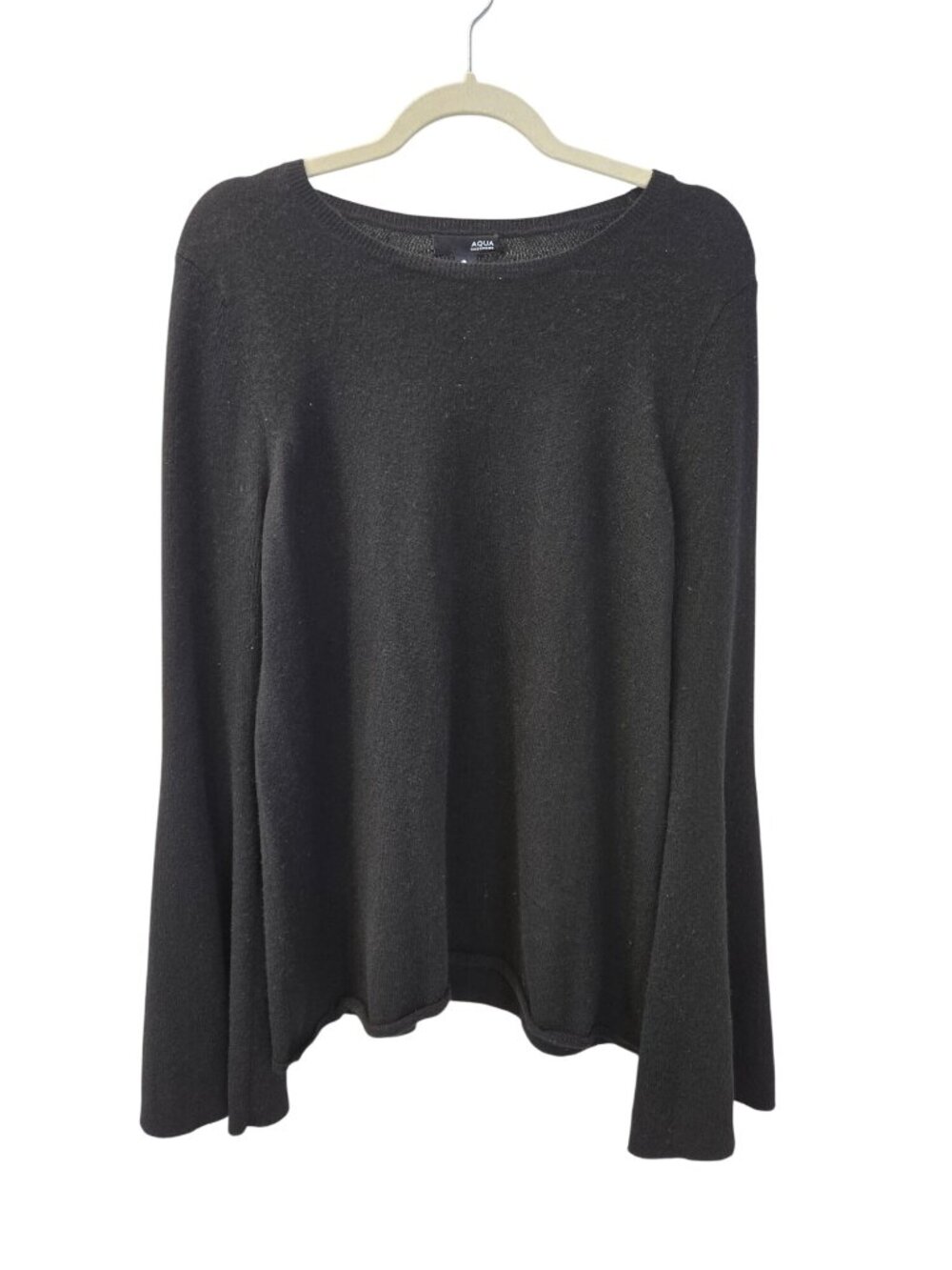 Aqua 100% Cashmere Bell Sleeve Crewneck Sweater Size Large